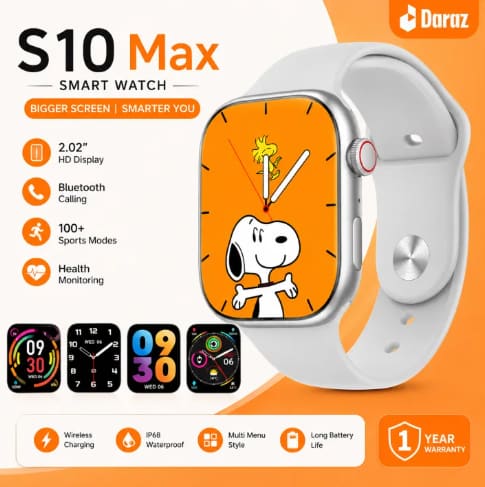 S10 Max Laxasfit Smart Watch 2.29 Inch AMOLED Display NFC Bluetooth Call Wireless Charging