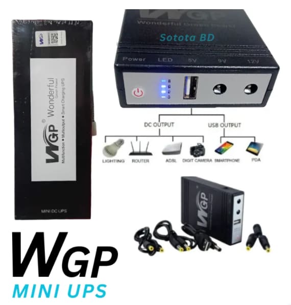 WGP Multi-Output Mini UPS for Wifi Router 10400 mAh Battery with 7/8 hors Backup