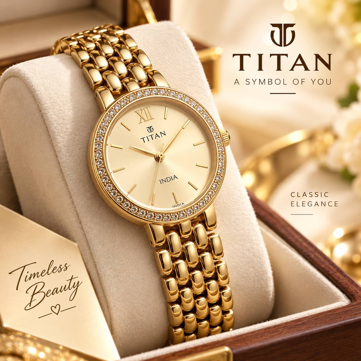 Titan Two-Tone Crystal Roman Dial Men's Watch – Quartz Analog Movement, 3ATM Water Resistant, Scratch-Resistant Mineral Glass, Stainless Steel Strap with Free Chain Cutter & Gift Box | D Shop