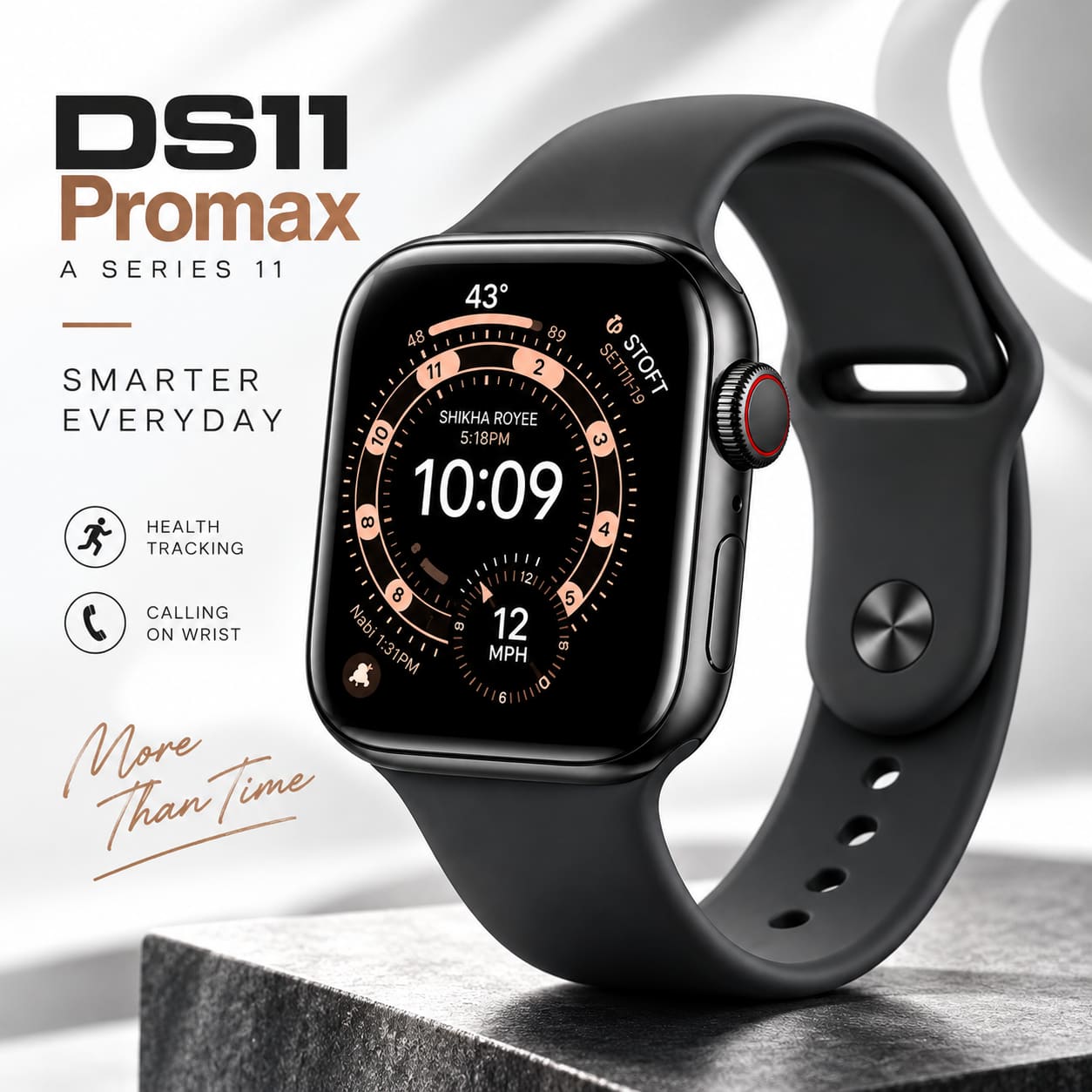 DS11 ProMax Series 11 Smartwatch (7-in-1 Combo) – 2.01" Big Full Infinite Display, Bluetooth Calling, 7 Interchangeable Premium Straps (Silicon & Ocean), Magnetic Wireless Charging & Health Trackers | D Shop