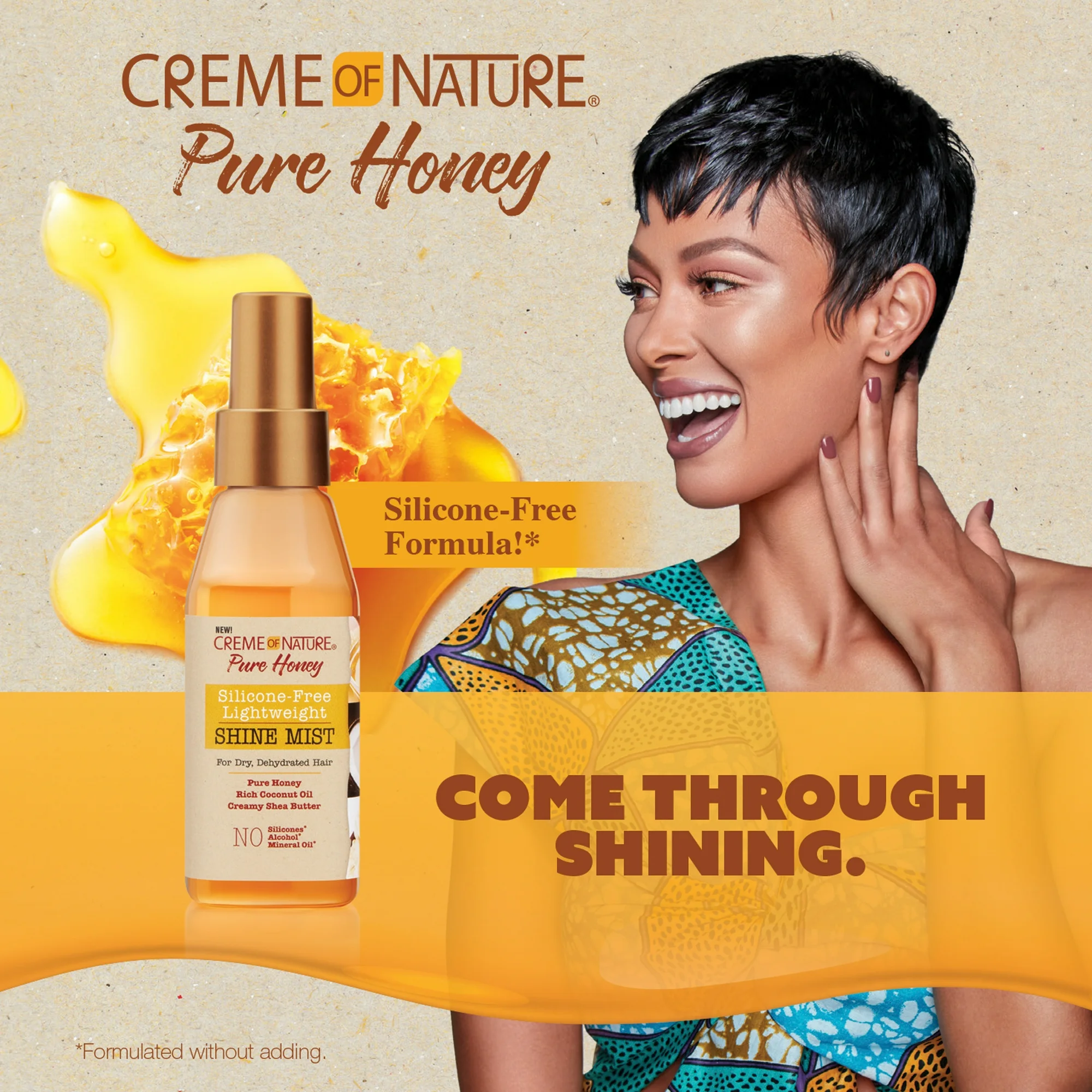 CREME OF NATURE PURE HONEY SILICONEFREE HAIR OIL SHINE MIST, 4 OZ