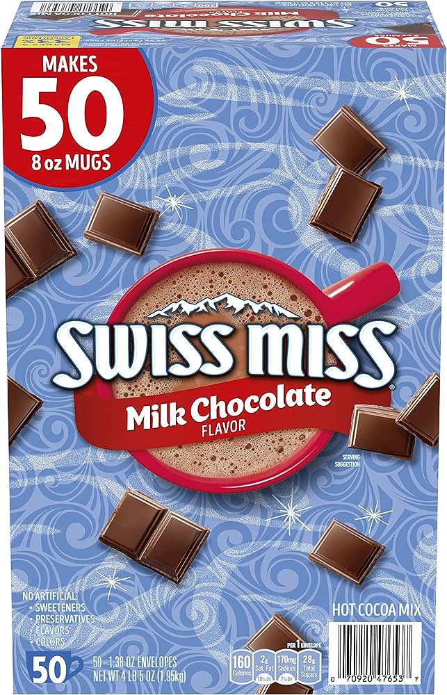 SWISS MISS MILK CHOCOLATE HOT COCOA MIX PACKETS 50 COUNT