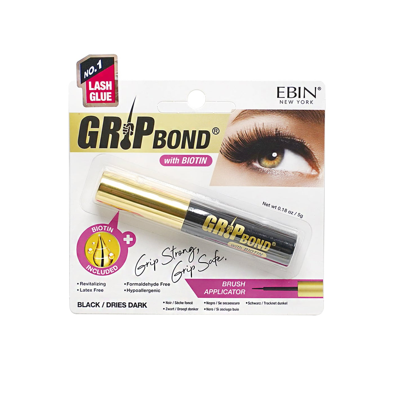EBIN NEW YORK GRIP BOND  EYELASH ADHESIVE WITH BIOTIN 5G BLACK 