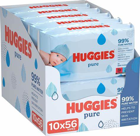 HUGGIES PURE  WIPES  99% PURE WATER 10 × 56 WIPES 