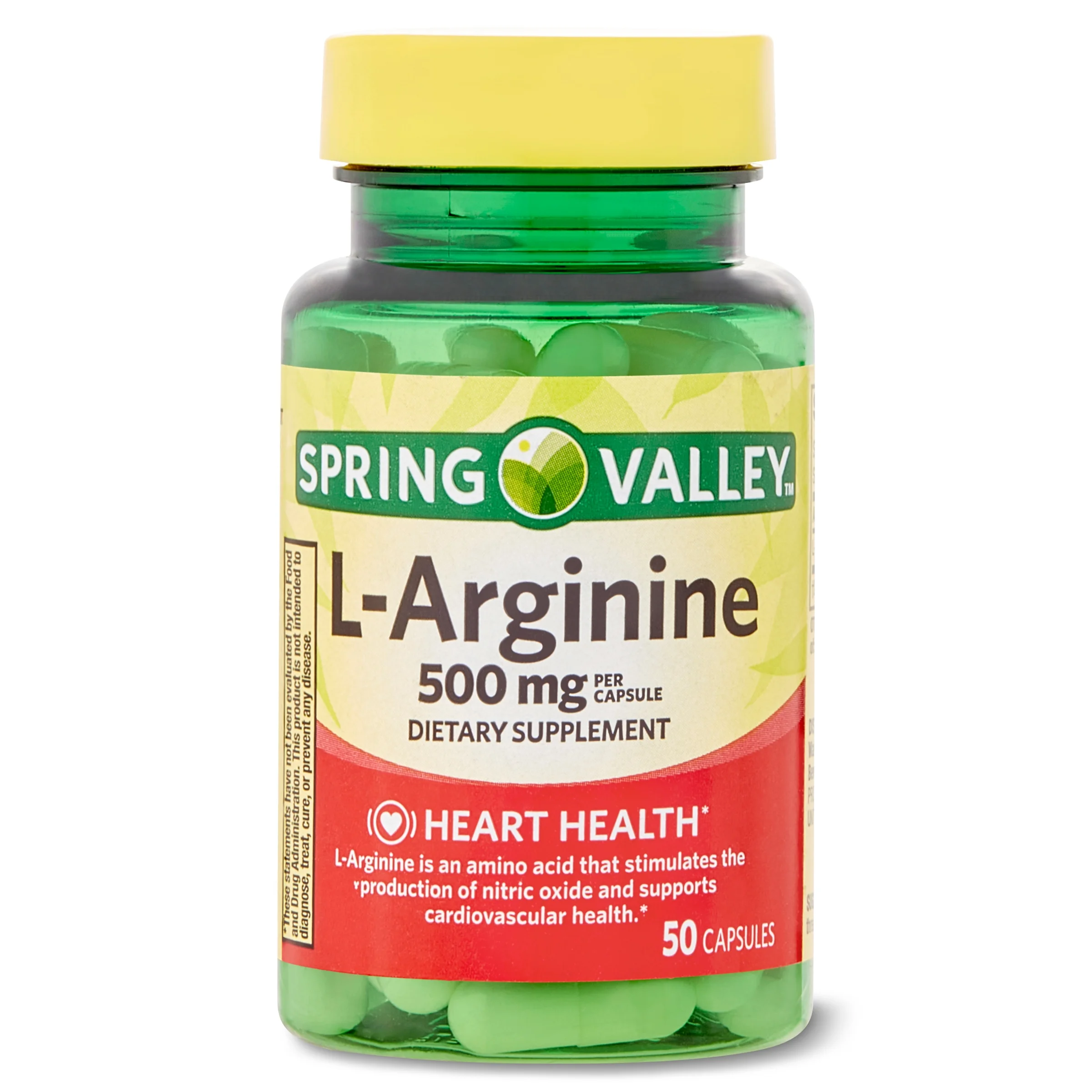 SPRING VALLEY L ARGININE AMINO ACID SUPPLEMENTS, 1 CAPSULE PER SERVING, 50 CT