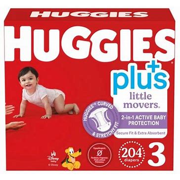 HUGGIES THE PLUS PROMISE  204 DIAPERS SIZE 3 
