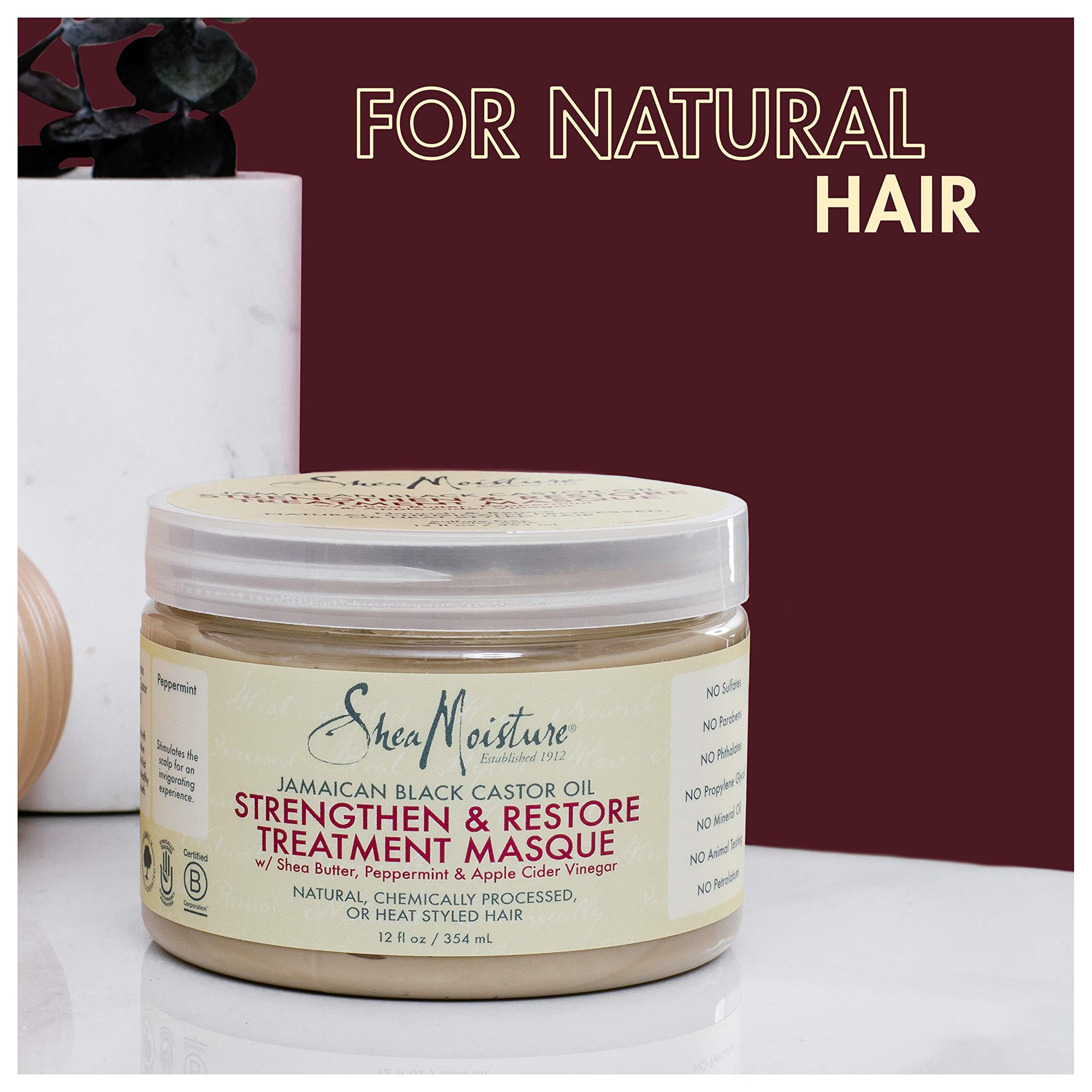 JAMAICAN BLACK CASTOR OIL, STRENGTHEN  RESTORE TREATMENT MASQUE, 12 OZ 340 G, SHEAMOISTURE