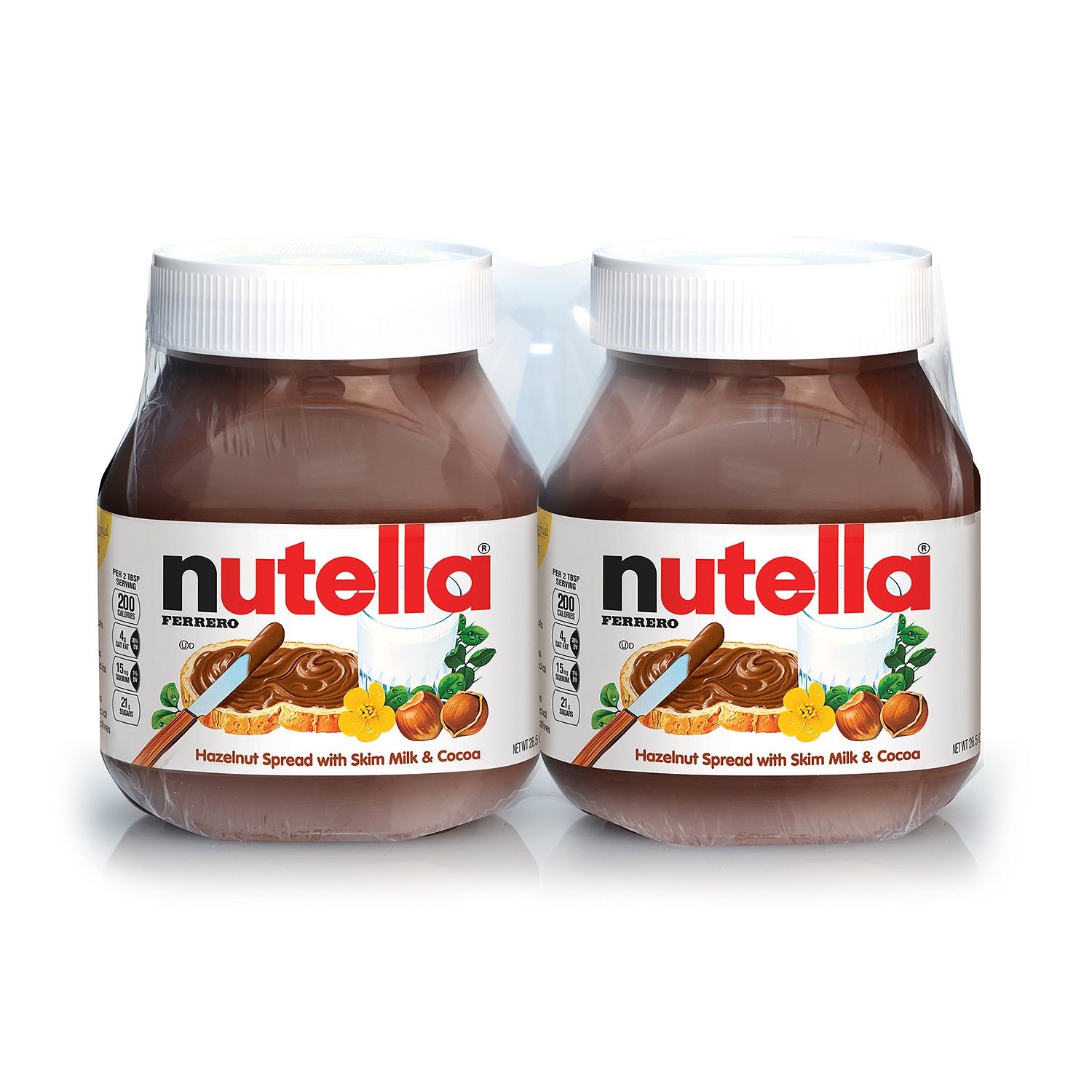 NUTELLA HAZELNUT SPREAD WITH COCOA, 26.5 OZ (750G) - 2 PACK
