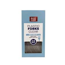 BASIC HOME PLASTIC FORKS CLEAR 24 COUNT