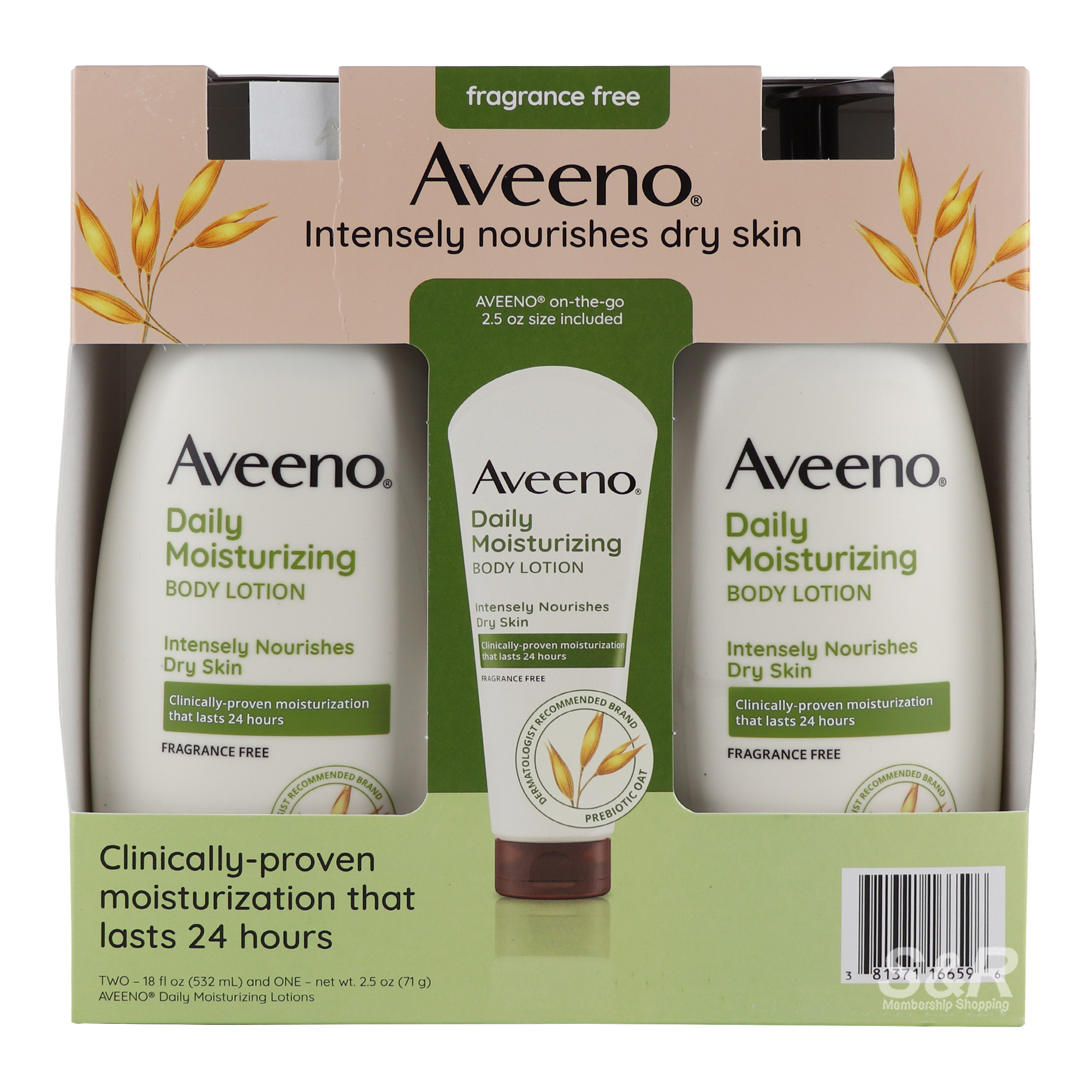 AVEENO DAILY MOISTURIZING BODY LOTION FRAGRANCE-FREE PACKS