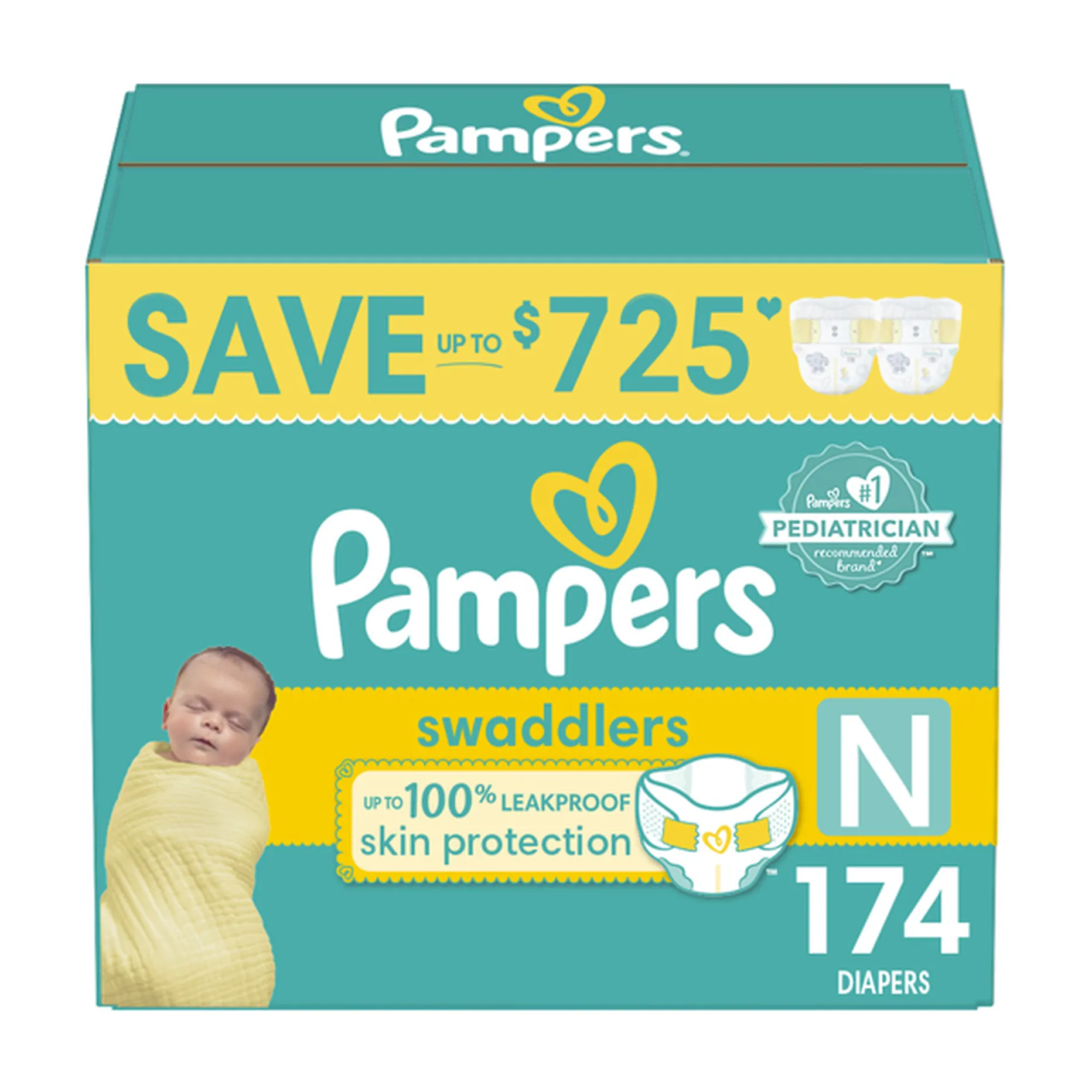 PAMPERS SWADDLERS NEW BORN DIAPERS 174CT