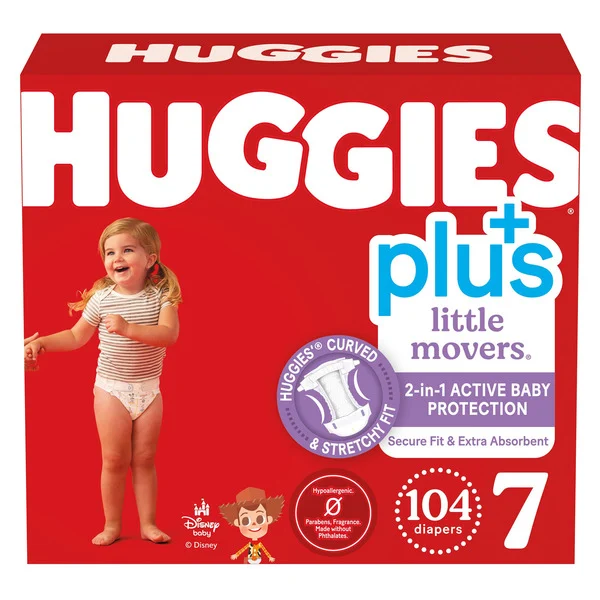HUGGIES PLUS DIAPERS SIZE 7 104 COUNTS 