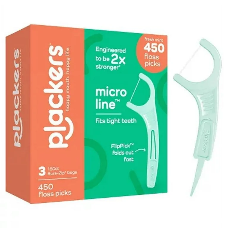 PLACKERS HAPPY MOUTH , HAPPY LIFE  FRESH MINT 450 FLOSS PICKS 
