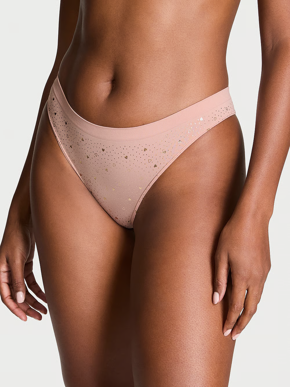 VICTORIA'S SECRET SEAMLESS THONG PANTY PINK ZINC HEARTS SIZE XL