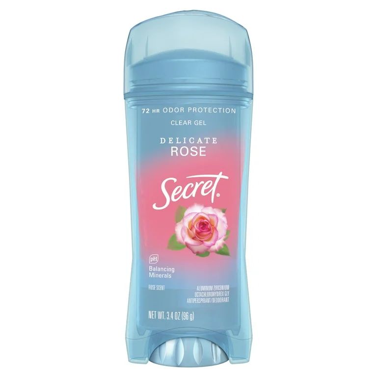 SECRET CLEAR GEL ANTIPERSPIRANT AND DEODORANT FOR WOMEN, ROSE SCENT, 3.4 OZ