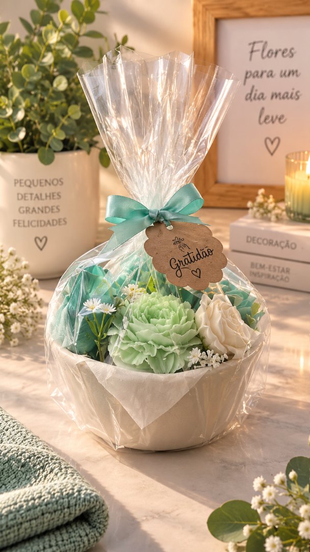 Buquê de Sabonetes Artesanais Gratidão – Flores que Encantam e Perfumam