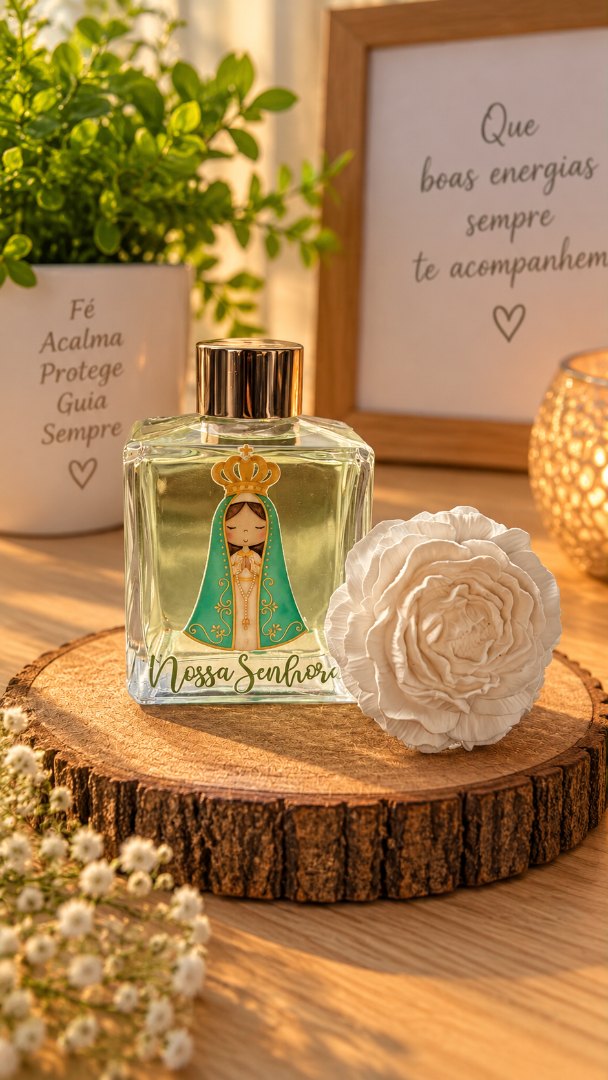 Difusor Aromático Nossa Senhora Aparecida com Flor – Fé, Proteção e Aconchego