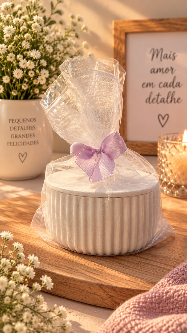 Vela Artesanal Encanto Floral – Elegância, Delicadeza e Aconchego