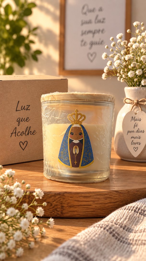 Vela Artesanal Nossa Senhora Aparecida – Luz, Fé e Proteção