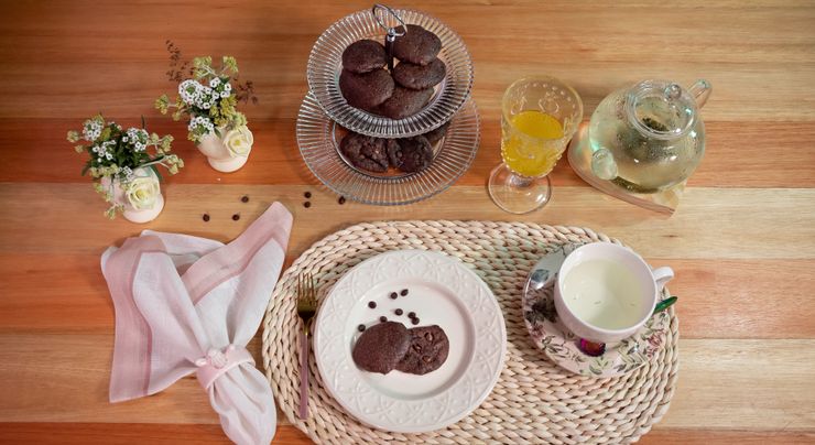 Cookies de feijão com gotas de chocolate