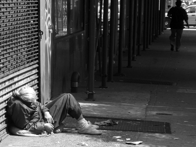 Homeless woman