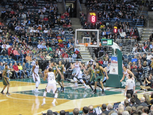 Giannis Antetokounmpo gets the ball.