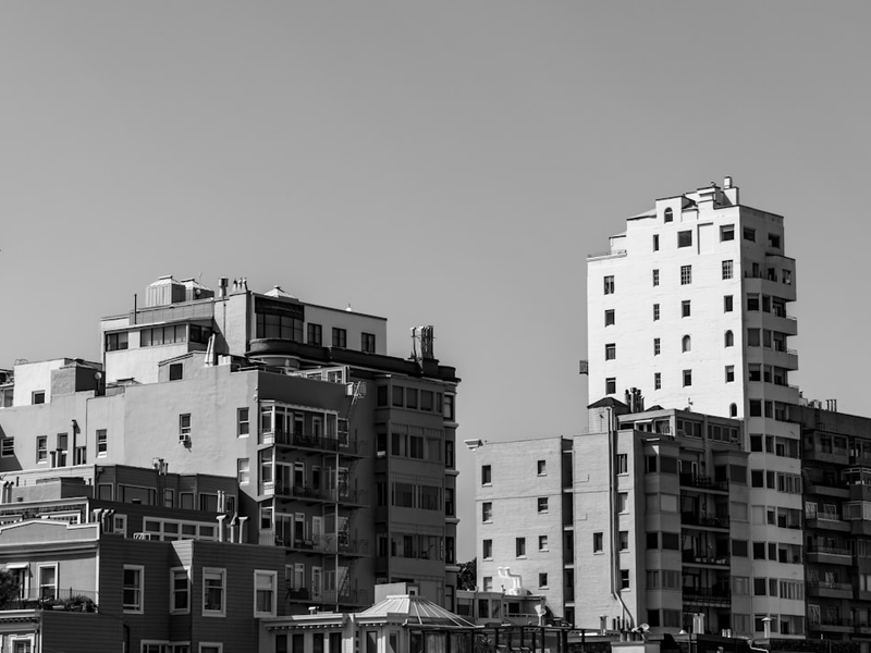 Modern buildings against a clear sky