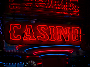 red Casino neon sign turned on