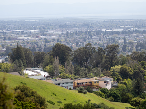 a view of a city from the top of a hill