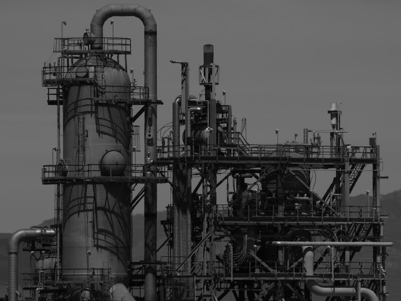 Black and white of a Utah refinery