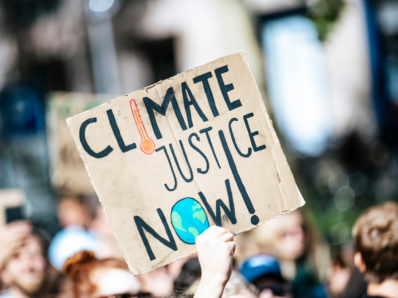 CLIMATE JUSTICE NOW. Global climate change strike protest demonstration - No Planet B