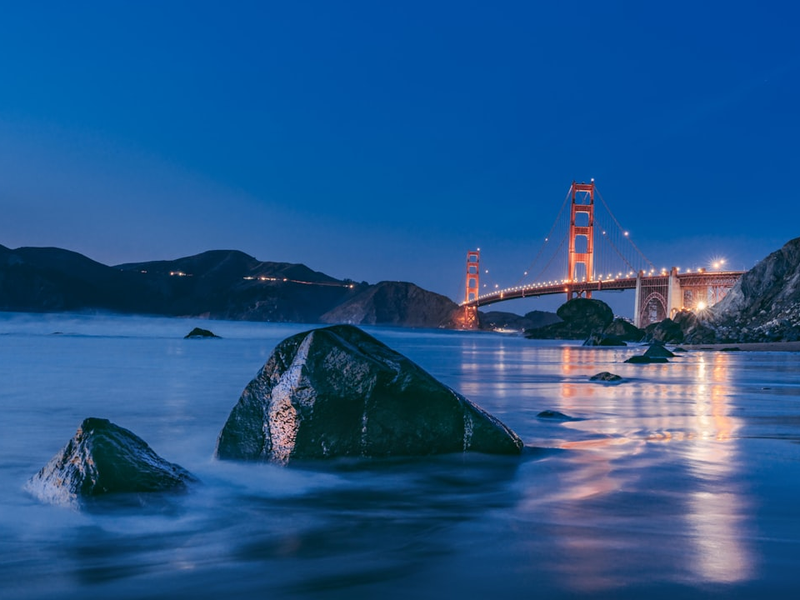 Golden Gate Bridge, California USA during nighttime