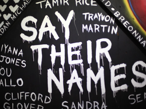 Black Lives Matter mural outside one of the storefronts that had been looted during the George Floyd protests/riot in May 2020 on Fairfax Ave in West Hollywood 
