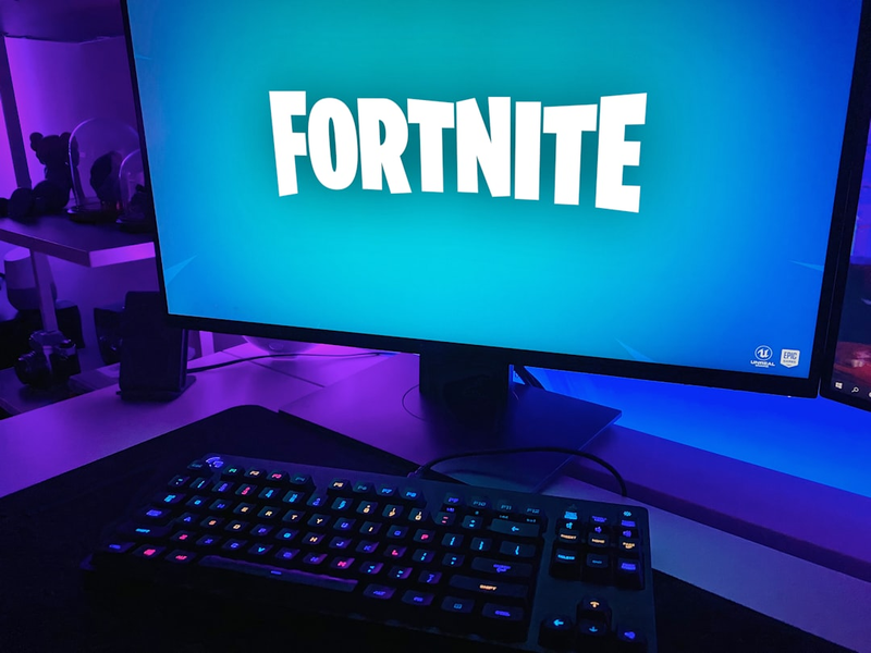 Fortnite game loading on a gaming setup.
