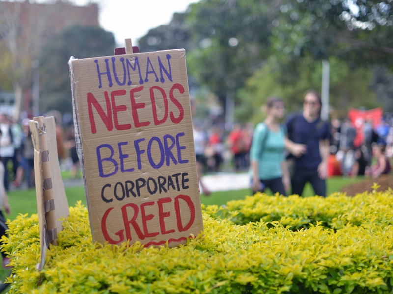 Human needs before corporate greed