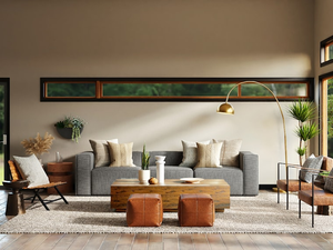 white and brown living room set