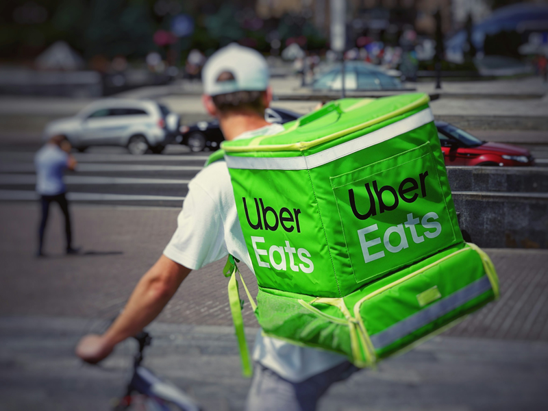 Man with Uber Eats Backpack