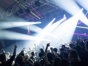 Crowd dancing during a festival