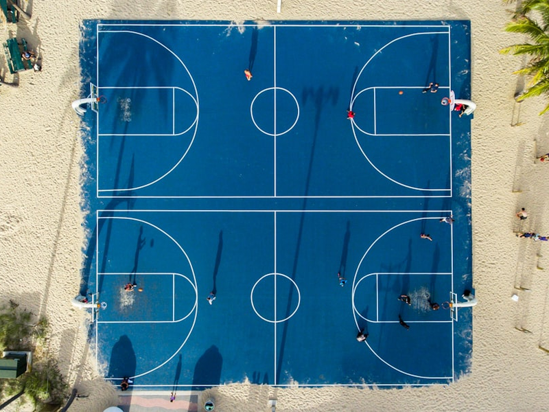 aerial photography of basketball court