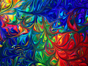Poster paint swirled into a fantastic psychedelic pattern with loads of bright rainbow colors