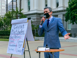 Gavin Newsom declares moratorium, banning the construction of new factory farms or slaughterhouses in California. Learn more at NoMoreFactoryFarms.com
