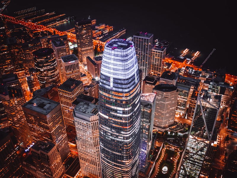 aerial view of city during nighttime