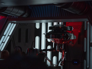 a sci - fi movie set is shown in a darkened room