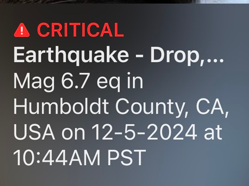 MyShake app notification