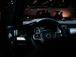 black and silver steering wheel