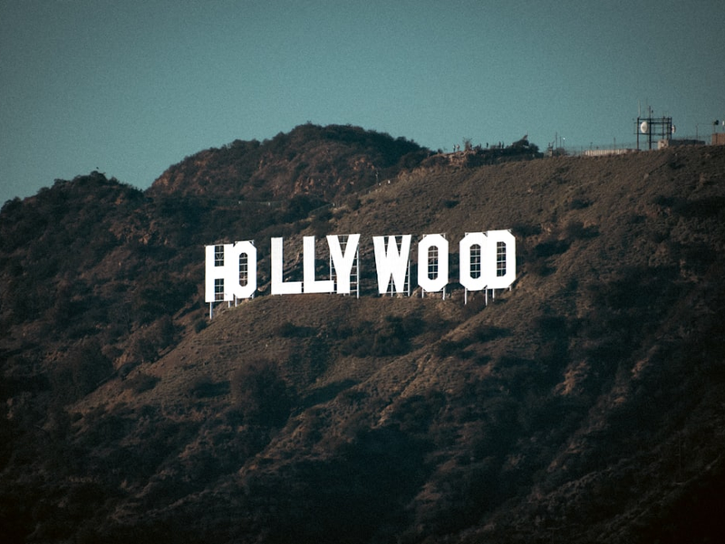 the hollywood sign on top of a mountain