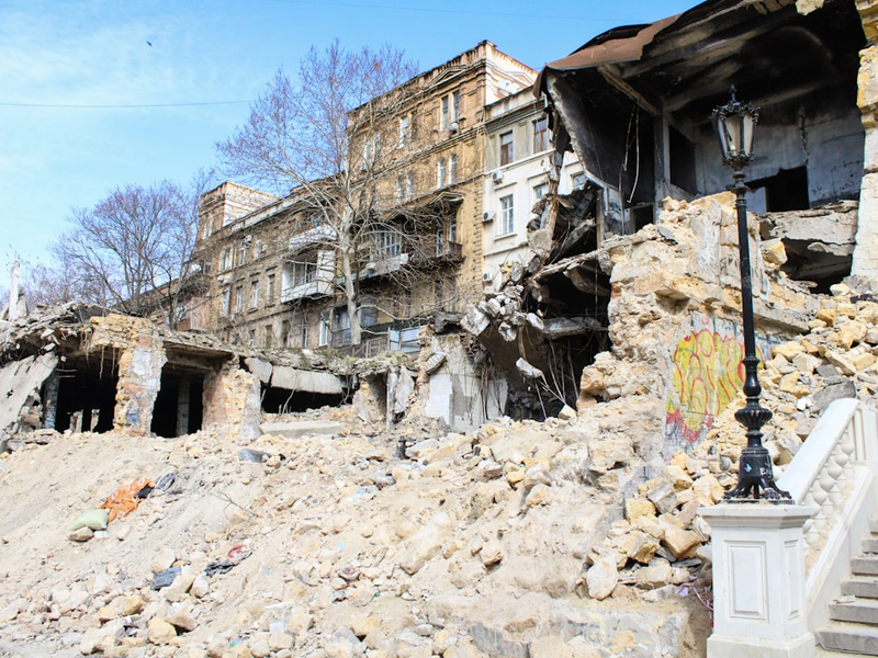 Destroyed building in the city