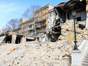 Destroyed building in the city