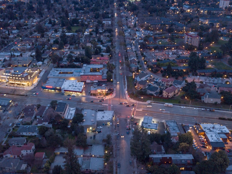 aerial photography of city at night