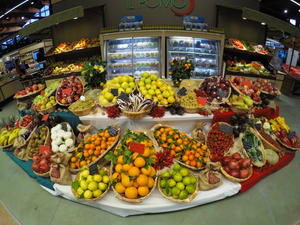 fruit stand on display counter